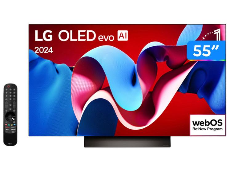 Smart TV 55" 4K LG OLED evo OLED55C4 120Hz Nativo Processador α9 Ger7 Wi-Fi e Bluetooth 4 HDMI 3 USB Menor preço em Smart TV 55" 4K LG OLED evo OLED55C4 120Hz Nativo Processador α9 Ger7 Wi-Fi e Bluetooth 4 HDMI 3 USB