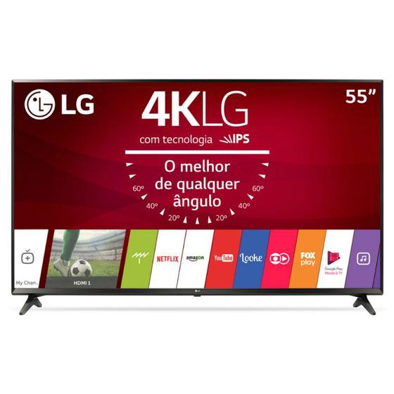 Imagem de Smart TV 55" LG Ultra HD 4K 55UJ6300 HDR Ativo Wi-Fi webOS 3.5 Bluetooth 3 HDMI 2 USB