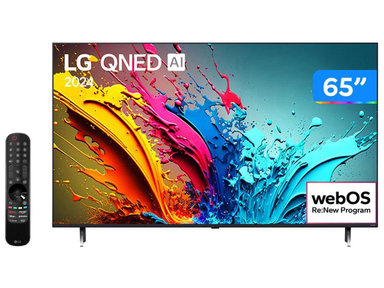 Imagem de Smart TV 65" 4K LG QNED 65QNED85T Processador α8 AI Painel 120Hz Quantum Dot Nanocell Local Dimming Design Super Slim FreeSync webOS 24