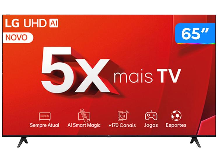 Smart TV 65" 4K LG Ultra HD 65UT8050 com Processador a5 Ger7 AI Alexa/Chromecast integrado Otimizador de Jogos webOS 24 e Controle Smart Magic Imagem de Smart TV 65" 4K LG Ultra HD 65UT8050 com Processador a5 Ger7 AI Alexa/Chromecast integrado Otimizador de Jogos webOS 24 e Controle Smart Magic