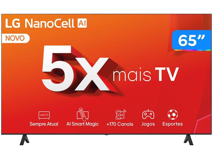 Smart TV 65" 4K NanoCell LG 65NANO80TSA WebOS 24 Processador α5 Ger7 Wi-Fi Bluetooth com Alexa 3 HDMI 2 USB Menor preço em Smart TV 65" 4K NanoCell LG 65NANO80TSA WebOS 24 Processador α5 Ger7 Wi-Fi Bluetooth com Alexa 3 HDMI 2 USB
