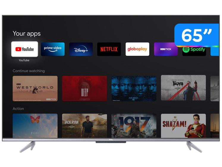 Smart TV 65” 4K UHD LED TCL 65P725 VA Wi-Fi - Bluetooth HDR Google Assistente Alexa 3 HDMI 2 USB Menor preço em Smart TV 65” 4K UHD LED TCL 65P725 VA Wi-Fi - Bluetooth HDR Google Assistente Alexa 3 HDMI 2 USB