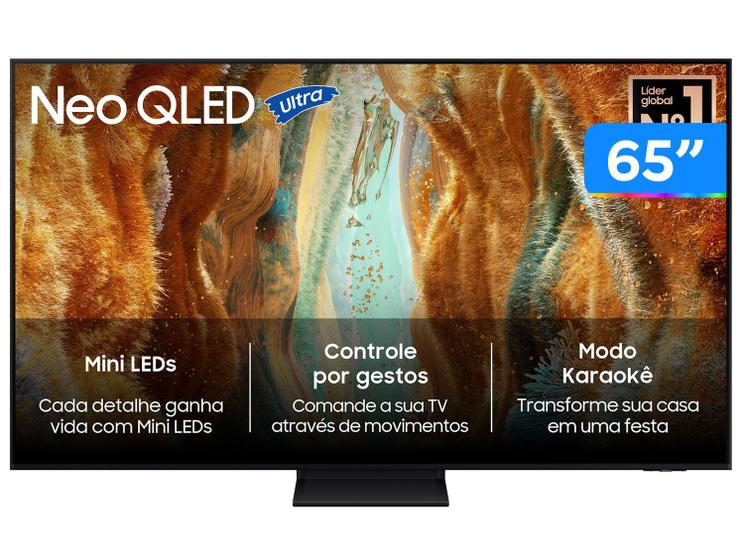 Smart TV 65" Samsung 4K Neo QLED QN70F QN65QN70FAGXZD 120Hz Tizen NQ4 AI Gen2 Bixby Alexa 4 HDMI Imagem de Smart TV 65" Samsung 4K Neo QLED QN70F QN65QN70FAGXZD 120Hz Tizen NQ4 AI Gen2 Bixby Alexa 4 HDMI