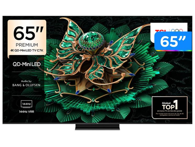 Smart TV 65" TCL 4K UHD MiniLED 65C7K 144Hz Google TV MiniLED AiPQ Pro Google Assistente 4 HDMI Menor preço em Smart TV 65" TCL 4K UHD MiniLED 65C7K 144Hz Google TV MiniLED AiPQ Pro Google Assistente 4 HDMI