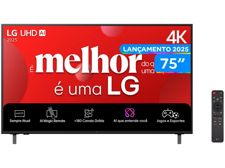 Imagem de Smart TV 75" LG 4K Ultra HD UHD 75UA8550PSA webOS 25 α7 AI Processor 4K Gen8 Alexa 3 HDMI 2 USB