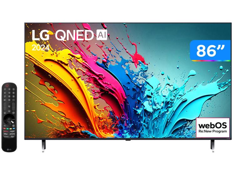 Smart TV 86" 4K LG QNED 86QNED85T Processador α8 AI Painel 120Hz Quantum Dot Nanocell Local Dimming Design Super Slim FreeSync webOS 24 Imagem de Smart TV 86" 4K LG QNED 86QNED85T Processador α8 AI Painel 120Hz Quantum Dot Nanocell Local Dimming Design Super Slim FreeSync webOS 24