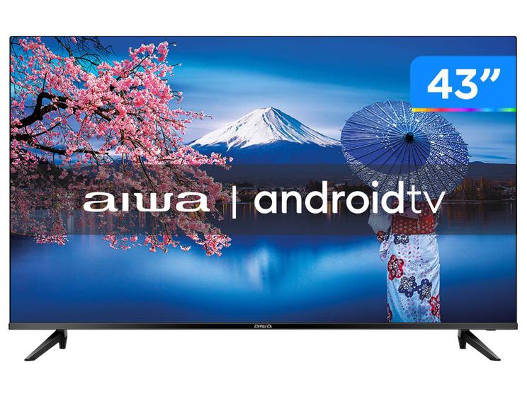 Smart TV AIWA 43 pol. HDR10 Android Full HD Borda Ultrafina Dolby Áudio AWSTV43BL02A