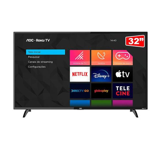 Smart TV AOC 32" LED HD 32S5195/78 ROKU, HDMI, USB, Conexão Wi-Fi Menor preço em Smart TV AOC 32" LED HD 32S5195/78 ROKU, HDMI, USB, Conexão Wi-Fi
