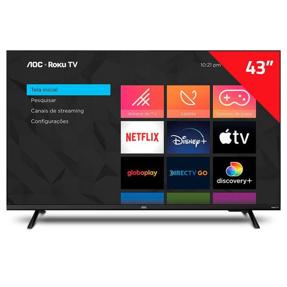 Imagem de Smart TV AOC 43 Polegadas DLED HD Roku 43S5135-78G