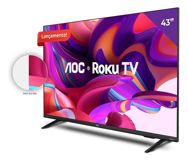 Smart Tv FULL Hd 43 Polegadas AOC Sistema Roku TV Wi-Fi HDMI Imagem de Smart Tv FULL Hd 43 Polegadas AOC Sistema Roku TV Wi-Fi HDMI
