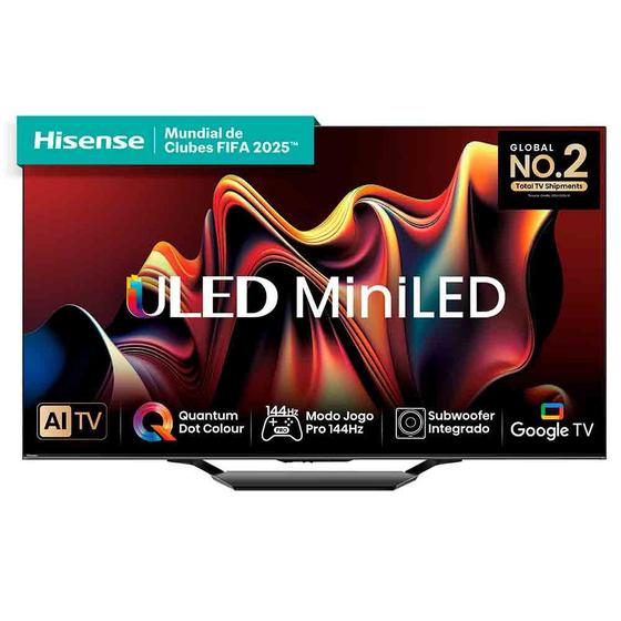 Imagem de Smart TV Hisense QLED Mini UHD 4K 65" Polegadas Frequência 144 Hz e Wi-Fi - 65U75LUA