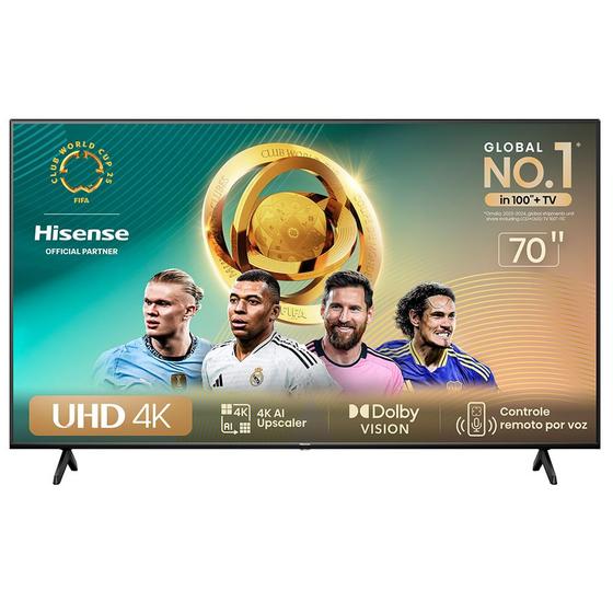 Imagem de Smart TV Hisense UHD 4K DLED 70" Polegadas 70A6K com Sleep Timer, Entrada HDMI e Wi-Fi