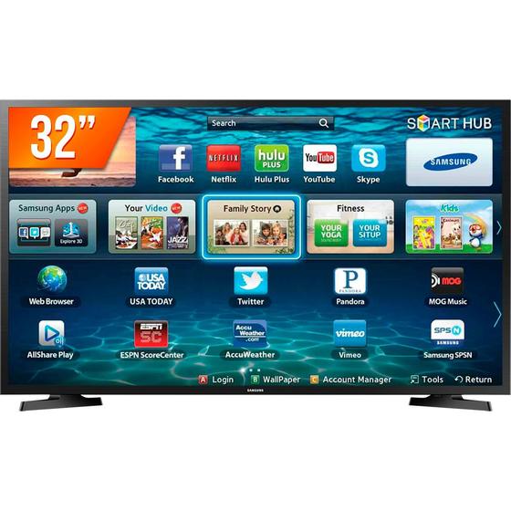 Imagem de Smart TV LED 32" HD Samsung LH32 2 HDMI 1 USB Wi-Fi