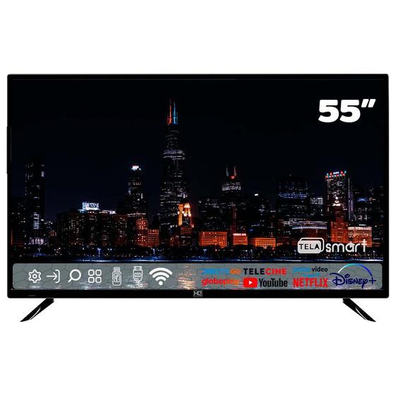Imagem de Smart TV LED 55" HQ HQSTV55NY Ultra HD 4K Netflix Youtube 3 HDMI 2 USB Wi-Fi