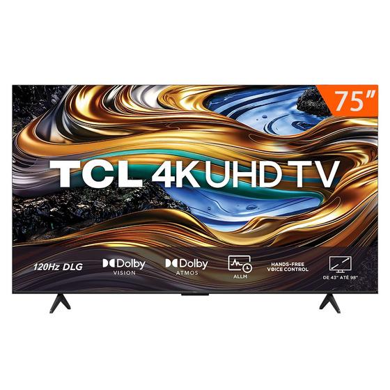 Smart TV LED 75" Google TV Ultra HD 4K TCL 75P755 Comando de Voz HDR10+ 120Hz DLG HDMI 2.1 Bluetooth Menor preço em Smart TV LED 75" Google TV Ultra HD 4K TCL 75P755 Comando de Voz HDR10+ 120Hz DLG HDMI 2.1 Bluetooth
