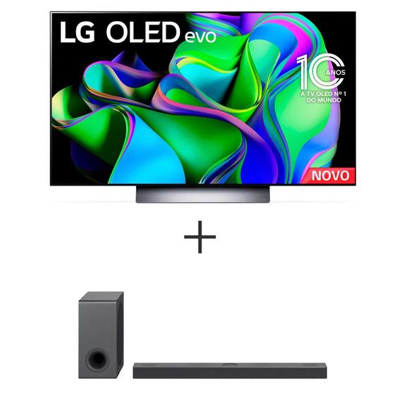 Imagem de Smart TV LG 4K OLED 77" Polegadas OLED77C3 G-Sync ThinQ AI + Soundbar LG S90QY 5.1.3 Canais 570W Imax Enhanced