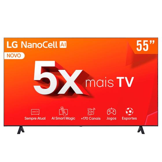 Imagem de Smart TV NanoCell 55" Ultra HD 4K LG 55NANO80TSA 3 HDMI 2 USB Wi-Fi Bluetooth
