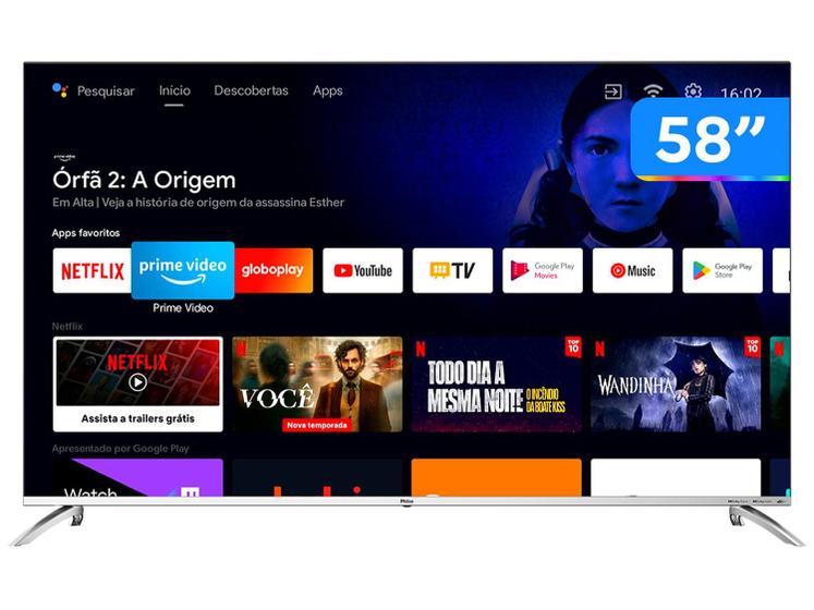 Smart TV Philco 58'' PTV58G7PAGCSBL Android TV 4K Led Imagem de Smart TV Philco 58'' PTV58G7PAGCSBL Android TV 4K Led