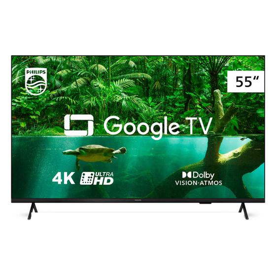 Imagem de Smart TV Philips 55" 4K Google TV 55PUG7408/78 LED HDR10+ Dolby Vision 3 HDMI 2 USB Wi-Fi Bluetooth