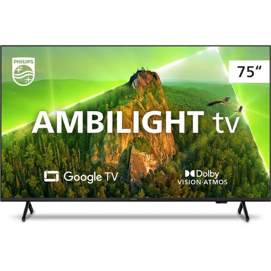 Smart TV Philips 75" Ambilight UHD 4K LED Google TV 75PUG7908/78 Menor preço em Smart TV Philips 75" Ambilight UHD 4K LED Google TV 75PUG7908/78