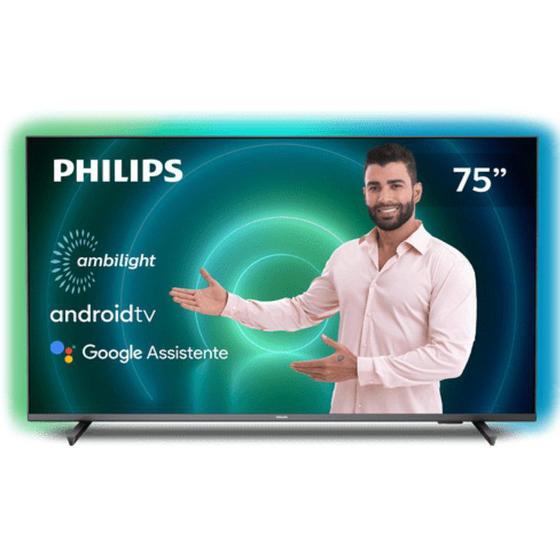 Imagem de Smart TV Philips 75" Cinza Ambilight LED 4K 75PUG7906/78