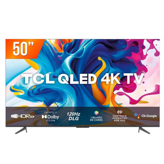 Imagem de Smart TV QLED 50" Google TV Ultra HD 4K TCL 50C645 Comando de Voz HDR10+ 3 HDMI 1 USB WiFi Bluetooth