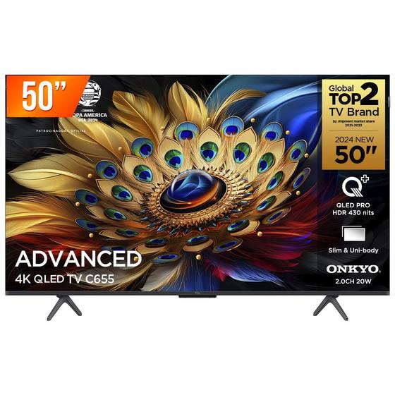 Imagem de Smart TV QLED 50 Google TV Ultra HD 4K TCL C655 Comando de Voz HDR10 HDMI 2.1 Wi-Fi Bluetooth