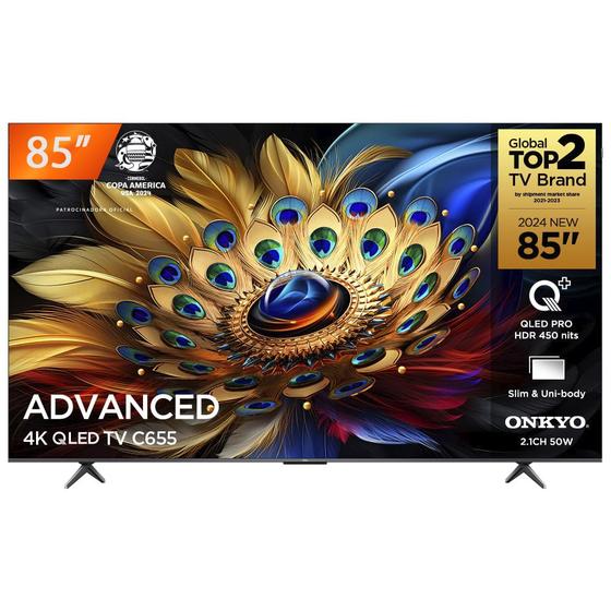 Imagem de Smart TV QLED 85 Google TV Ultra HD 4K TCL C655 Comando de Voz HDR10 120Hz DLG HDMI 2.1 Bluetooth