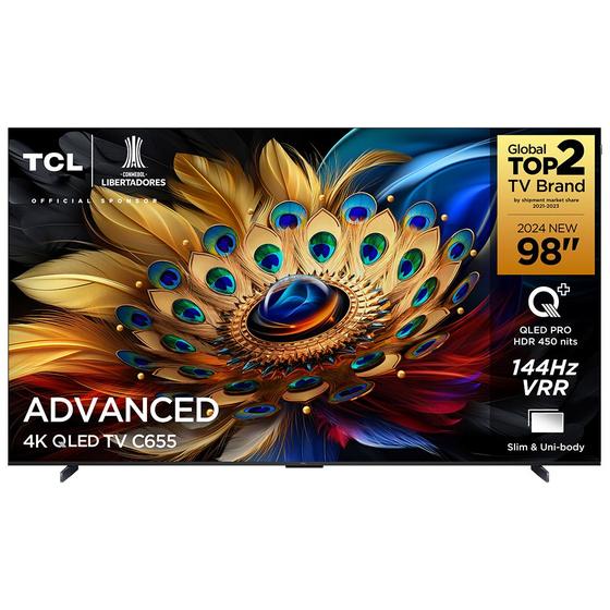 Imagem de Smart TV QLED 98" Android TV Ultra HD 4K TCL C655 Comando de Voz HDR10+ 120Hz Bluetooth