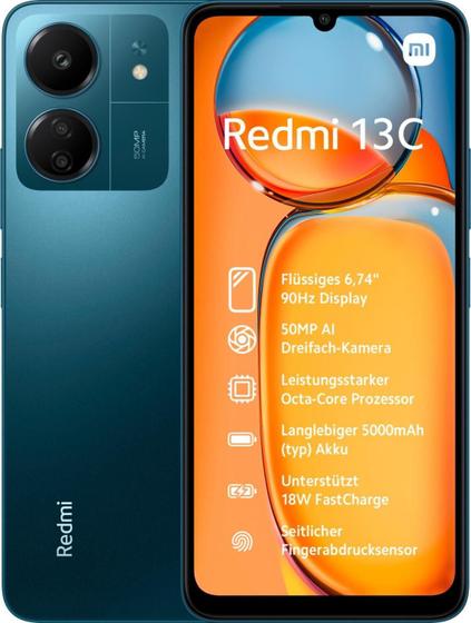 Celular Smartphone Xiaomi Redmi 13c 128gb Azul - Dual Chip