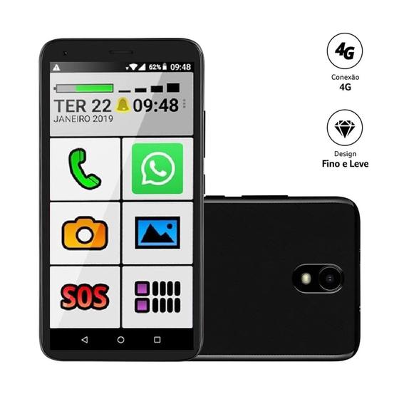 Imagem de Smartphone Celular do Idoso 4G com letras grandes 32GB SOS