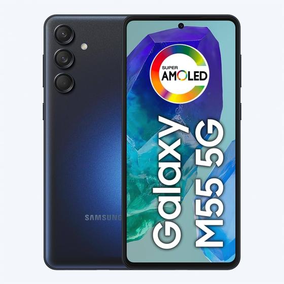 Imagem de Smartphone Galaxy M55 5G, 256GB, Tela 6.7", Câmeras 50MP+8MP+2Mp, Azul Escuro