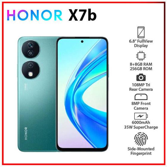Smartphone Huawei Honor X7b 4G Verde 256GB/8GB ram Camera 108MPx Bateria 6000mAh Menor preço em Smartphone Huawei Honor X7b 4G Verde 256GB/8GB ram Camera 108MPx Bateria 6000mAh