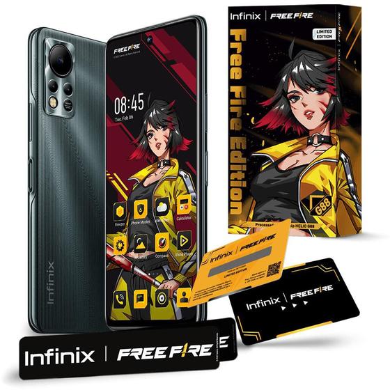 Imagem de Smartphone INFINIX Free Fire 128GB 6GB RAM - Tela 6,78” FullHD, Câmera Tripla até 50 MP, Dual Chip, 5000 mAh, Preto