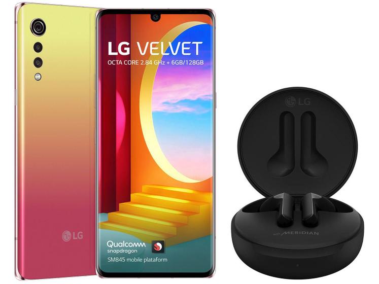 Imagem de Smartphone LG Velvet 4G - 6GB RAM Tela 6,8" Câm. Tripla + Selfie 16MP 128GB Ilusion Sunset                                                  