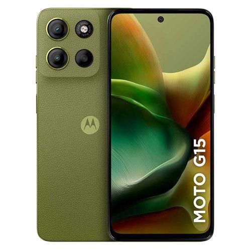 Smartphone Moto G15 256GB Verde Vegan Leather Tela 6.7 Câmera Dupla 50MP Selfie 8MP Dual Chip Android 15 Motorola Imagem de Smartphone Moto G15 256GB Verde Vegan Leather Tela 6.7 Câmera Dupla 50MP Selfie 8MP Dual Chip Android 15 Motorola