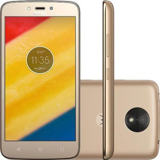 Celular Smartphone Motorola Moto C Plus Xt1726 16gb Dourado - Dual Chip