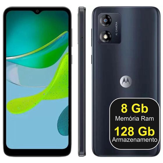 Imagem de Smartphone Motorola Moto E13 128gb + 8gb Ram Tela 6.5 bateria 5000 mAh - Grafite