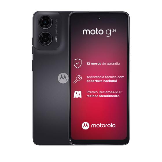 Imagem de Smartphone Motorola Moto G24 4G 128GB 4GB RAM Tela 6,6" Câmera Dupla 50MP + 2MP Frontal 8MP Grafite