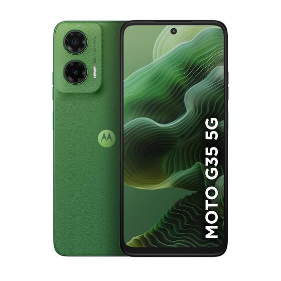 Imagem de Smartphone Motorola Moto G35 5G 128GB 12GB RAM Boost Câmera Traseira Dupla 50MP + 8MP Selfie 16MP Tela 6.7" Verde - Vegan Leather
