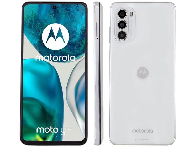 Smartphone Motorola Moto G52 128GB Branco 4G Octa-Core 4GB RAM 6,6” Câm. Tripla + Selfie 16MP Imagem de Smartphone Motorola Moto G52 128GB Branco 4G Octa-Core 4GB RAM 6,6” Câm. Tripla + Selfie 16MP