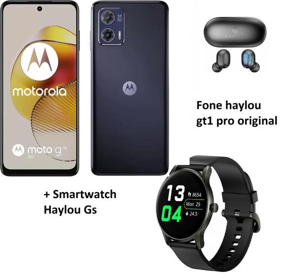 Imagem de Smartphone Motorola Moto G73 5G 256GB 8GB RAM c/ Relógio Smartwatch Fone Bluetooth kit