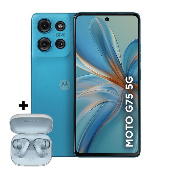 Smartphone Motorola Moto g75 5G Music Edition Moto Buds - 256GB 16GB Ram Boost 50MP Sony Camera Moto AI Ultrarresistencia militar Menor preço em Smartphone Motorola Moto g75 5G Music Edition Moto Buds - 256GB 16GB Ram Boost 50MP Sony Camera Moto AI Ultrarresistencia militar