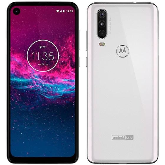 Imagem de Smartphone Motorola One Action, Branco Polar, Dual Chip, Tela 6.34", Câm Traseira 12+5+16MP e Frontal 12MP, 128GB