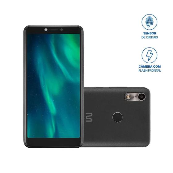 Imagem de Smartphone Multi F 3G 32GB 5.5'' Dual Chip 1GB RAM Biometria 5MP+5MP Android 9.0 Quad Core Preto - P9130