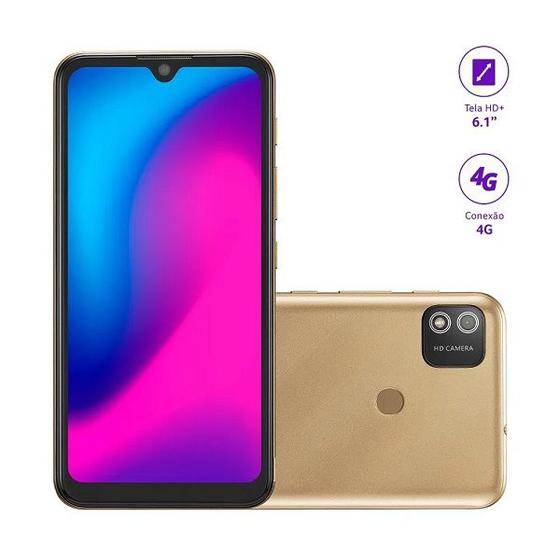Menor preço em Smartphone Multilaser G 2 4G P9155, 32GB, Tela 6.1", Câmera Traseira 8MP, Dourado  MULTILASER