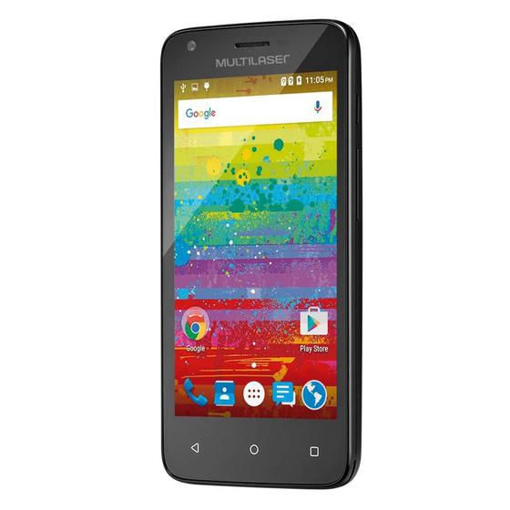 Imagem de Smartphone Multilaser MS45S 3G Teen Quad Core Android 6.0 Cam 3/5Mp 8GB 4,5" Preto P9038
