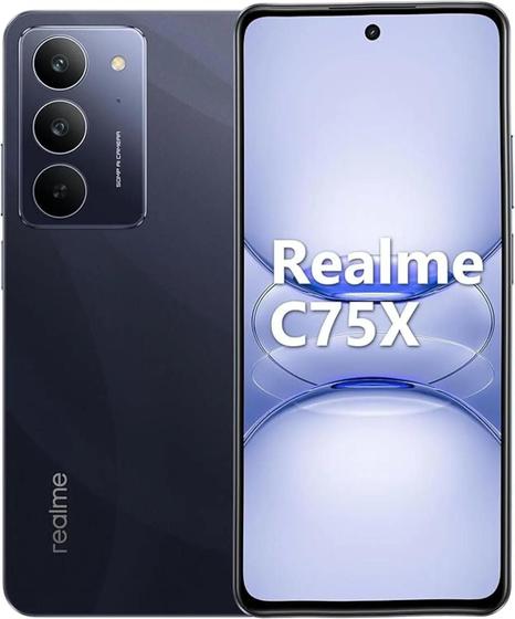 Smartphone Realme C75x 8gb RAM 256gb Dual Sim NFC Tela 6.67" Prova d'água resistente a queda - Azul Imagem de Smartphone Realme C75x 8gb RAM 256gb Dual Sim NFC Tela 6.67" Prova d'água resistente a queda - Azul