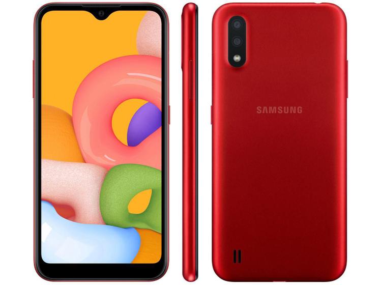 Imagem de Smartphone Samsung Galaxy A01 Vermelho Quad Core 1.5GHz  Dual Chip 4G RAM 2GB/32GB Tela 5.3" Câmera 8MP Frontal 5MP