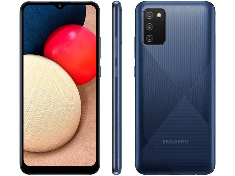Smartphone Samsung Galaxy A02s 32GB Azul 3GB RAM 6,5" Câm. Tripla + Selfie 5MP Dual Chip Imagem de Smartphone Samsung Galaxy A02s 32GB Azul 3GB RAM 6,5" Câm. Tripla + Selfie 5MP Dual Chip